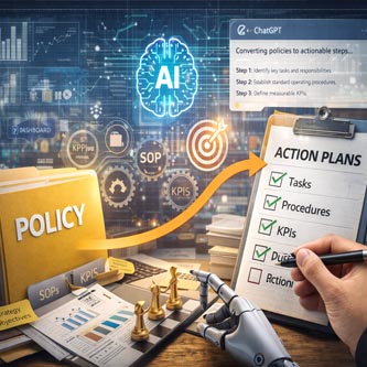 دورة تحويل السياسات إلى خطط عمل بالذكاء الاصطناعي