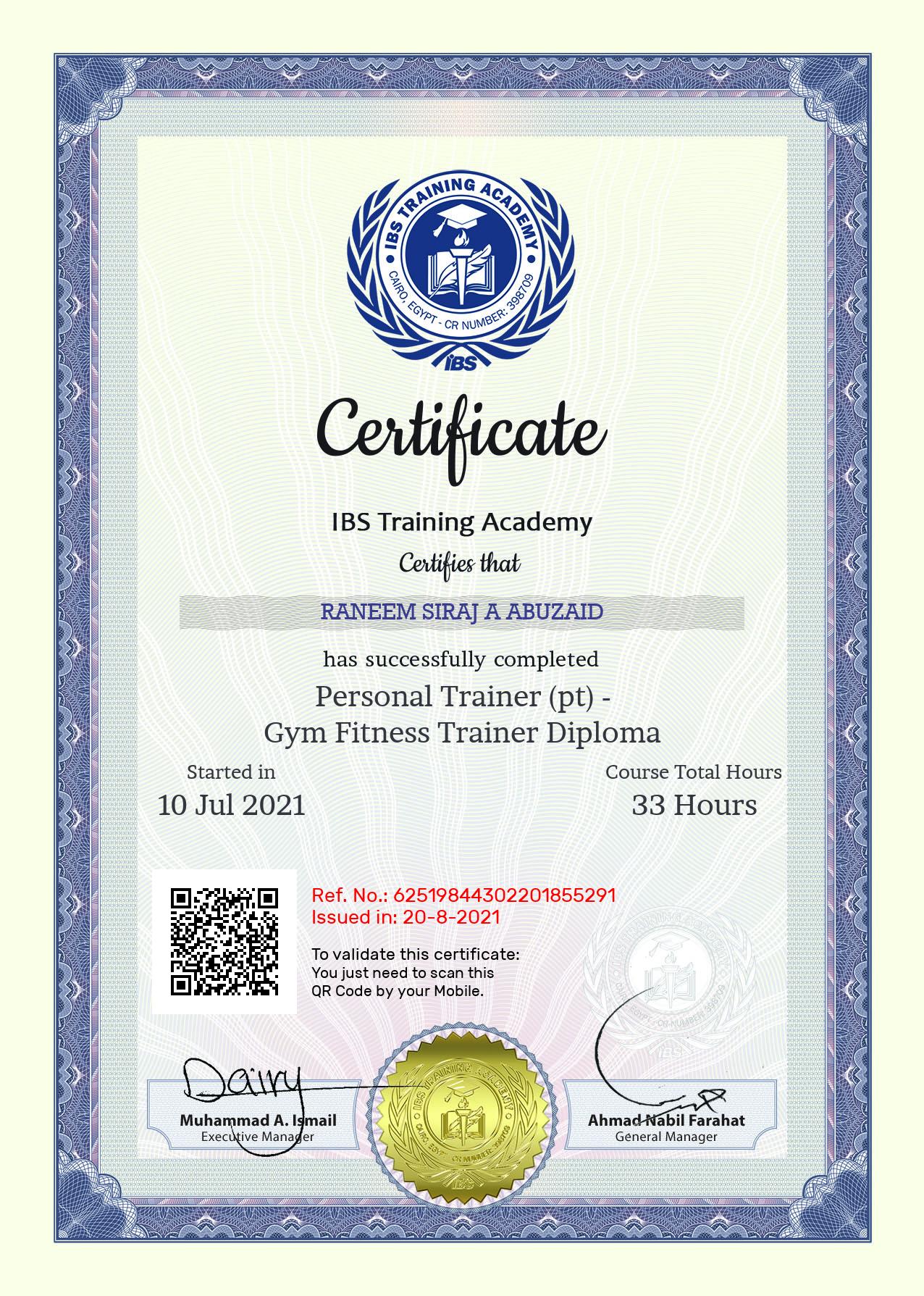Raneem Siraj A Abuzaid's Certificate