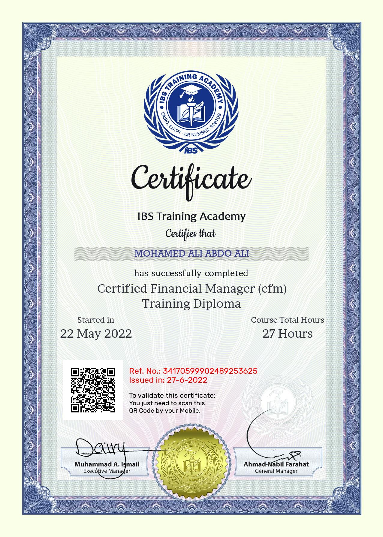 Mohamed Ali Abdo Ali's Certificate