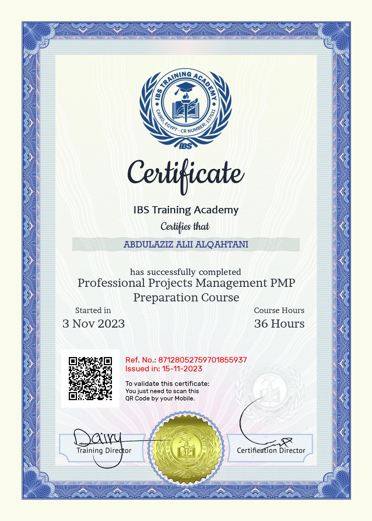 ABDULAZIZ ALII ALQAHTANI's Certificate